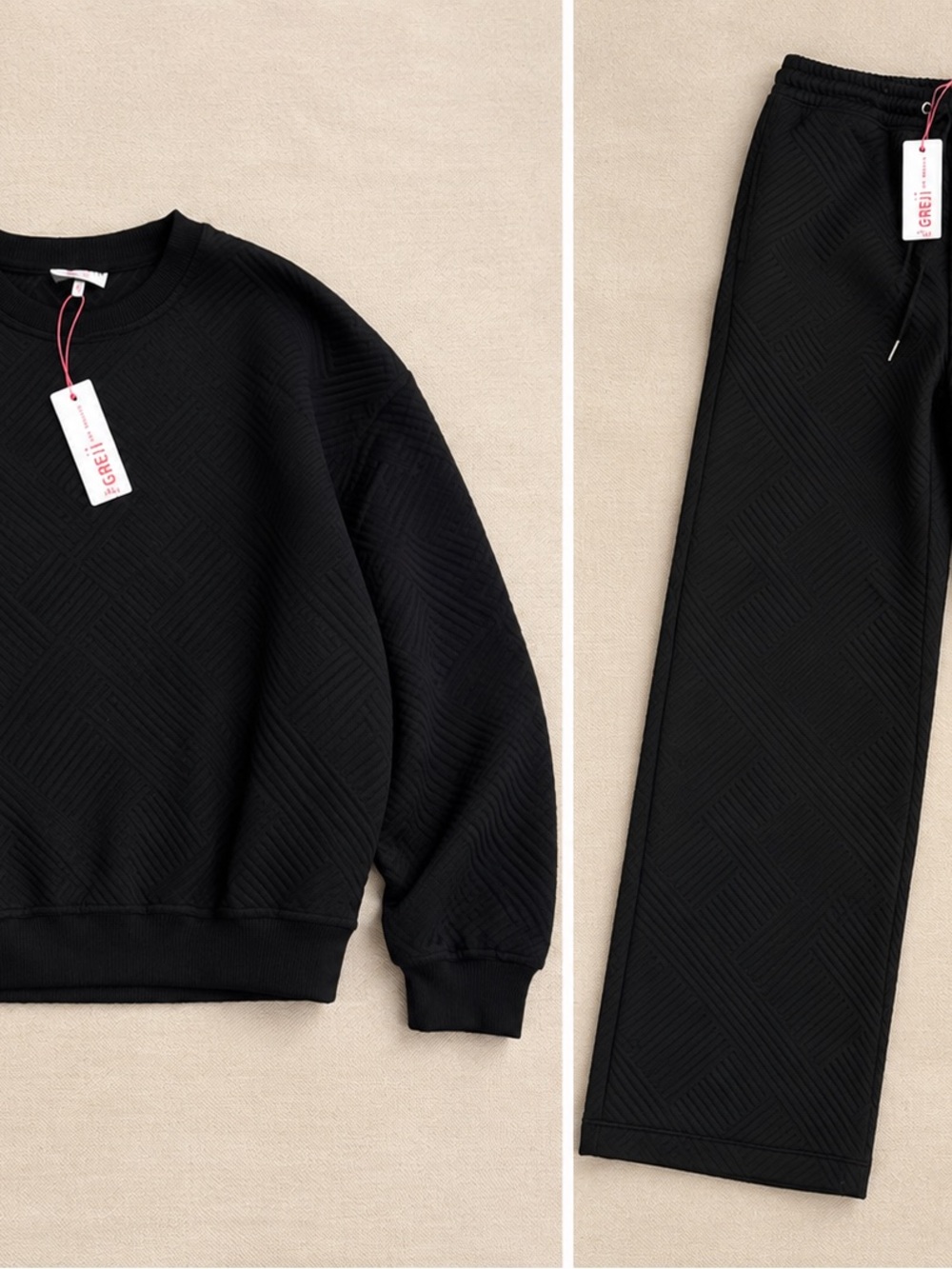 Women’s Black Quilted Crewneck Sweater - Unbranded
